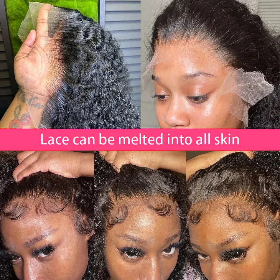 Deep Curly Bob Wigs 13X4 Transparent Lace Frontal Wigs Human Hair 200% Density 100% Human Hair Deep Wave Bob Wig For Black Women